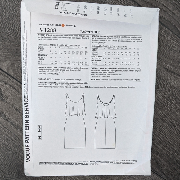 Vogue V1288 Sewing Pattern Badgley Mischka Cocktail Dress Size 12 14 16 18 20 - Picture 7 of 9